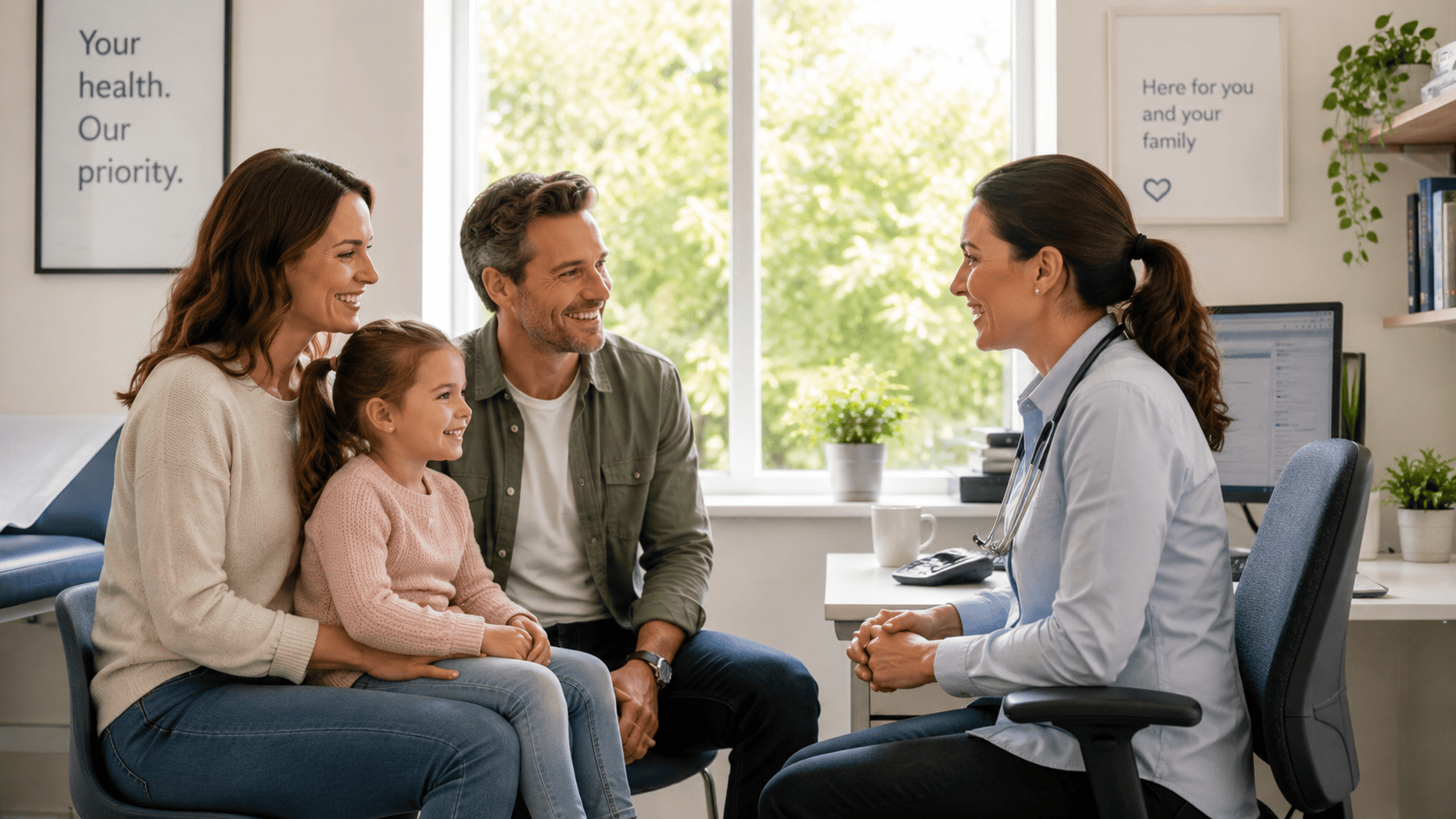 Family consulting with their GP at Basuto Medical Centre