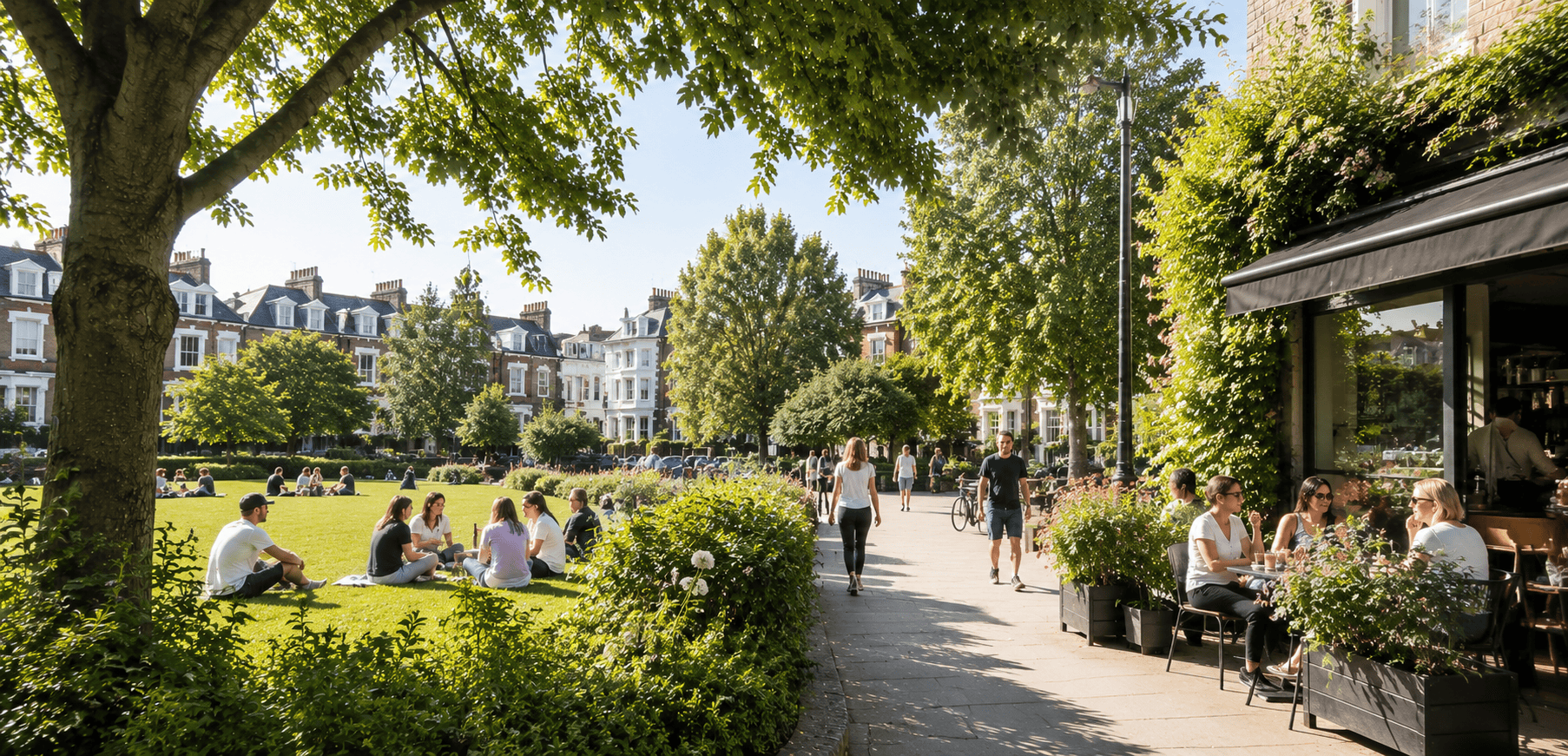 Parsons Green in Fulham, near Basuto Medical Centre