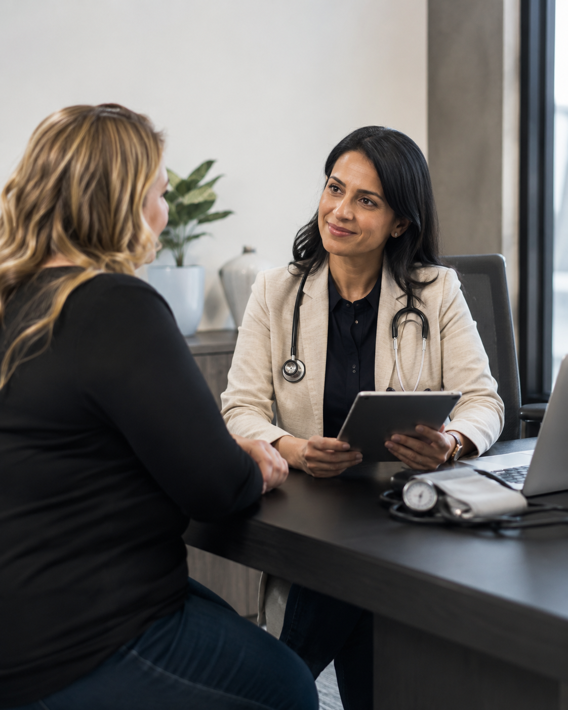 GP discussing a weight management plan with a patient at Basuto Medical Centre