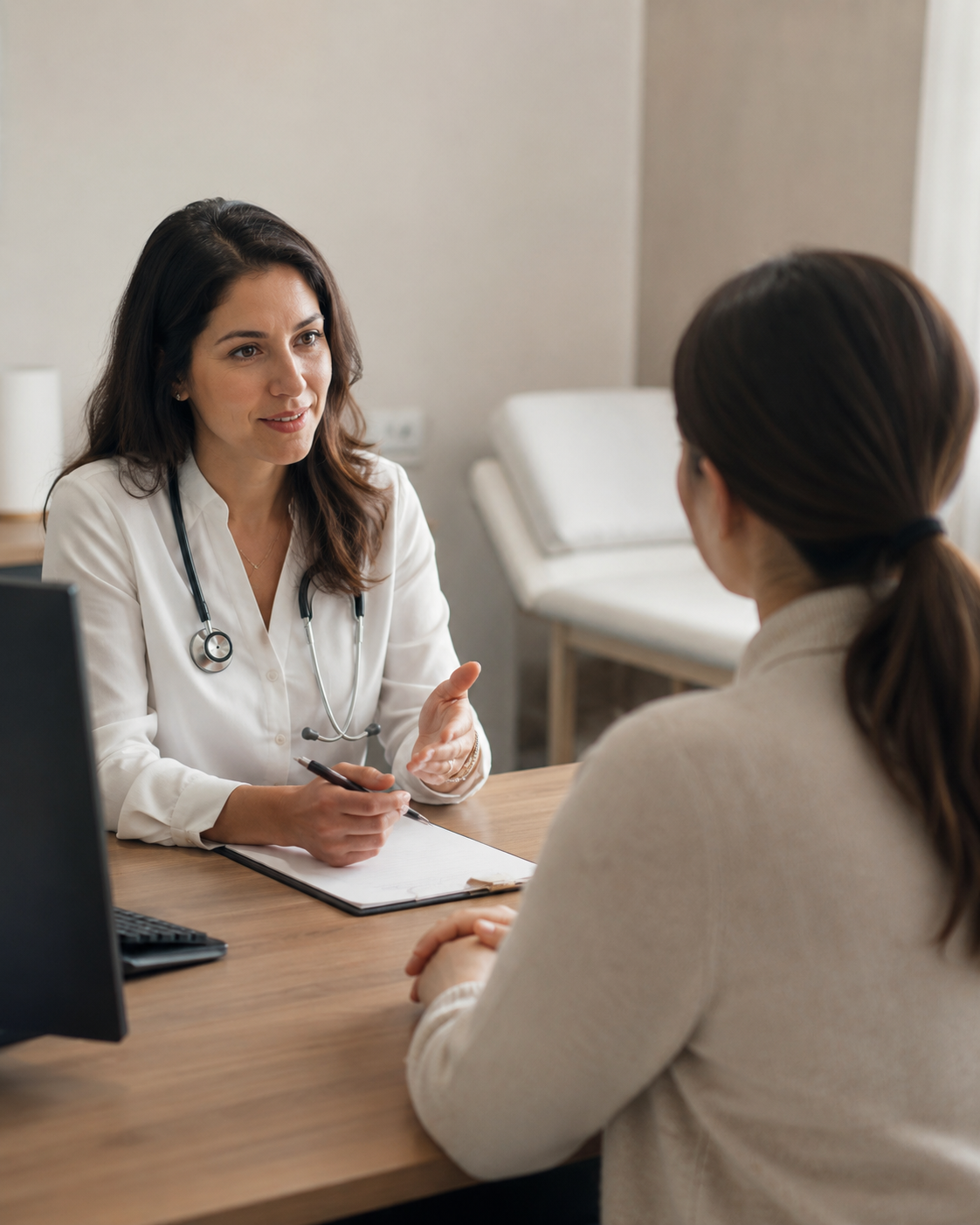 Private GP consultation with a patient at a clinic in Fulham